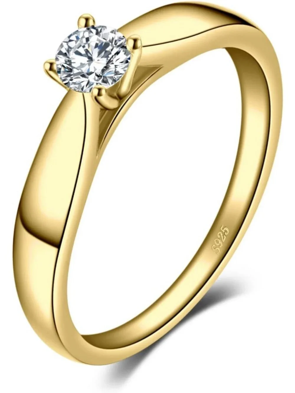 Classic 0.2ct Cubic Zirconia Solitaire Engagement Ring, 925 Sterling Silver